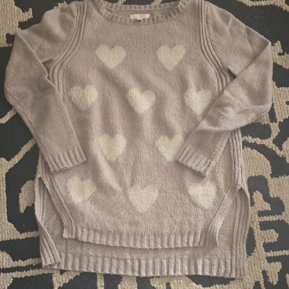 LC Lauren Conrad - Gray and White Heart Pattern Sweater